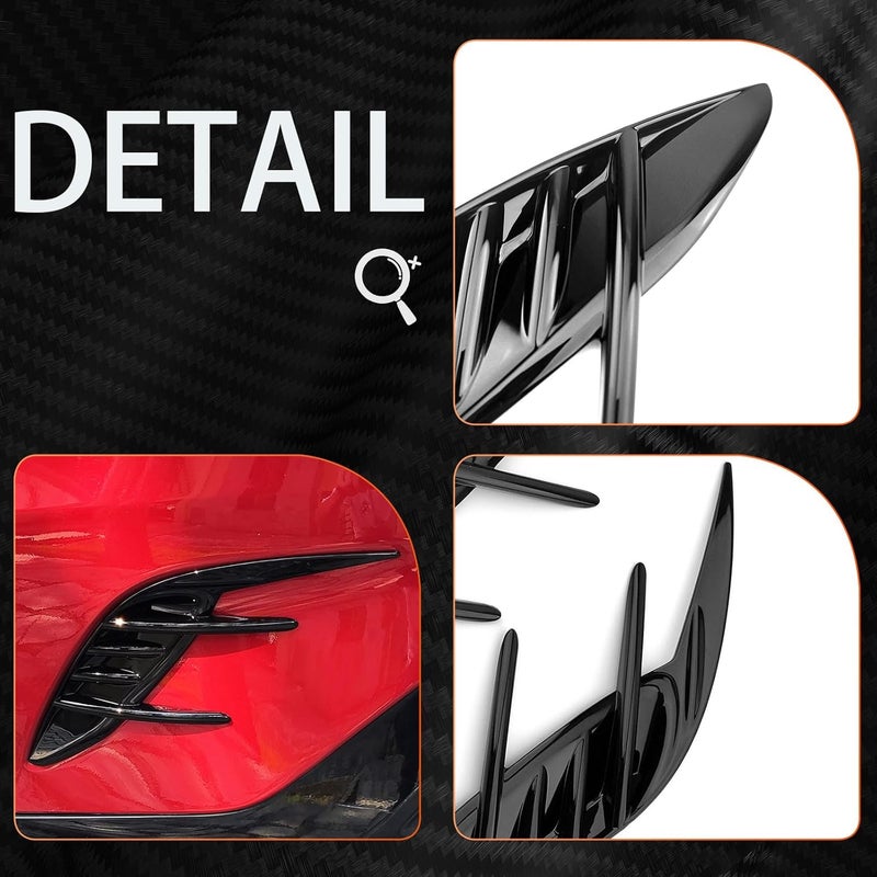 JUIVEEL Front Bumper Side Vent Grill Trim Cover Fog Light Lamp Side Cover Fender Trim Rear Bumper Side Vent Covers Compatible with Kia Stinger 2018-2023 Accessories (Glossy Black Style, Rear) - Image 5